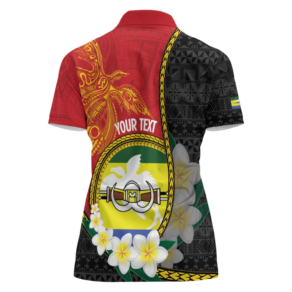 Personalised PNG Morobe Provins Women Polo Shirt Papua New Guinea Plumeria Melanesian Pattern - Polynesian Pride