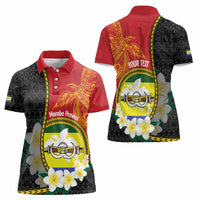 Personalised PNG Morobe Provins Women Polo Shirt Papua New Guinea Plumeria Melanesian Pattern - Polynesian Pride