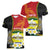 Personalised PNG Morobe Provins Women V-Neck T-Shirt Papua New Guinea Plumeria Melanesian Pattern - Polynesian Pride