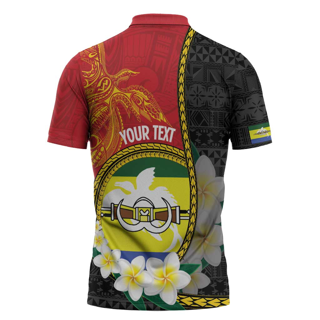 Personalised PNG Morobe Provins Zipper Polo Shirt Papua New Guinea Plumeria Melanesian Pattern - Polynesian Pride