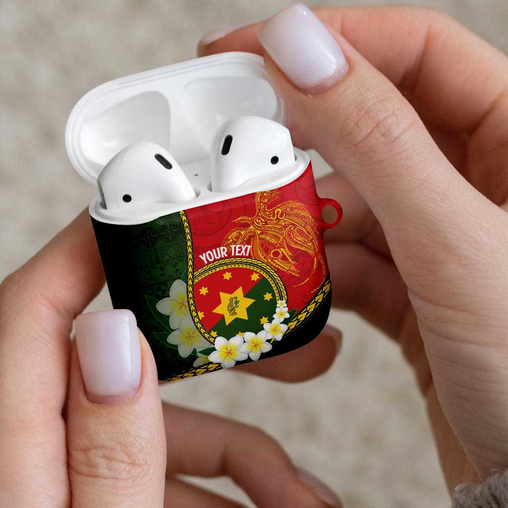 Personalised PNG Isten Hailans Provins AirPods Case Papua New Guinea Plumeria Melanesian Pattern - Polynesian Pride