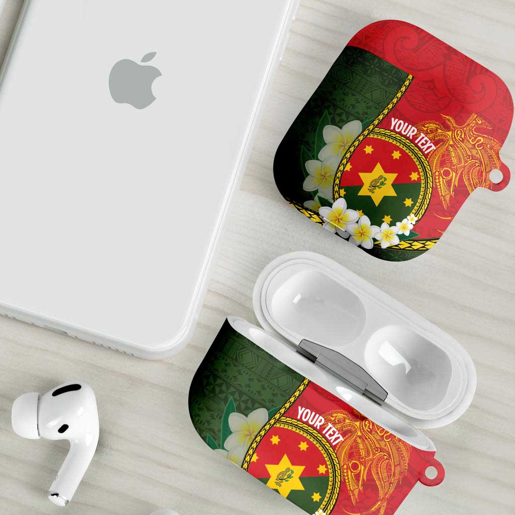 Personalised PNG Isten Hailans Provins AirPods Case Papua New Guinea Plumeria Melanesian Pattern - Polynesian Pride