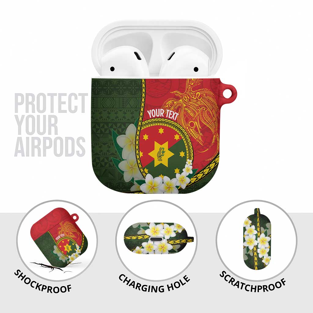 Personalised PNG Isten Hailans Provins AirPods Case Papua New Guinea Plumeria Melanesian Pattern - Polynesian Pride