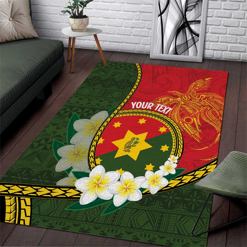 Personalised PNG Isten Hailans Provins Area Rug Papua New Guinea Plumeria Melanesian Pattern - Polynesian Pride