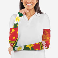 Personalised PNG Isten Hailans Provins Arm Sleeves Papua New Guinea Plumeria Melanesian Pattern - Polynesian Pride