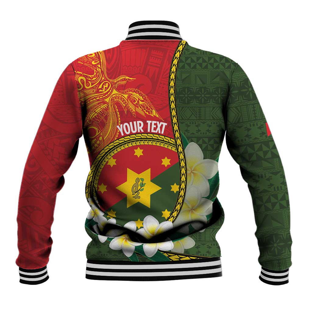 Personalised PNG Isten Hailans Provins Baseball Jacket Papua New Guinea Plumeria Melanesian Pattern - Polynesian Pride