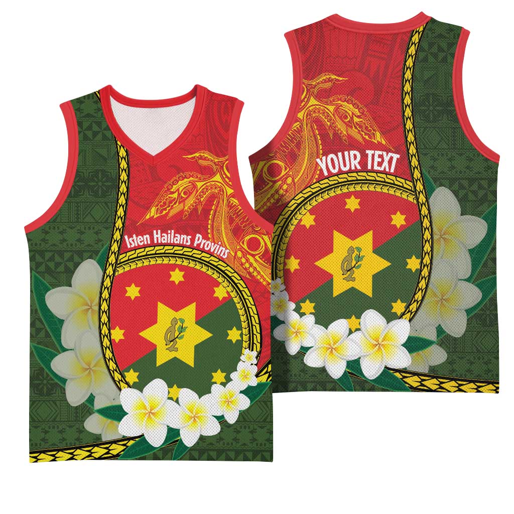 Personalised PNG Isten Hailans Provins Basketball Jersey Papua New Guinea Plumeria Melanesian Pattern LT14 - Polynesian Pride