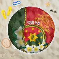 Personalised PNG Isten Hailans Provins Beach Blanket Papua New Guinea Plumeria Melanesian Pattern - Polynesian Pride