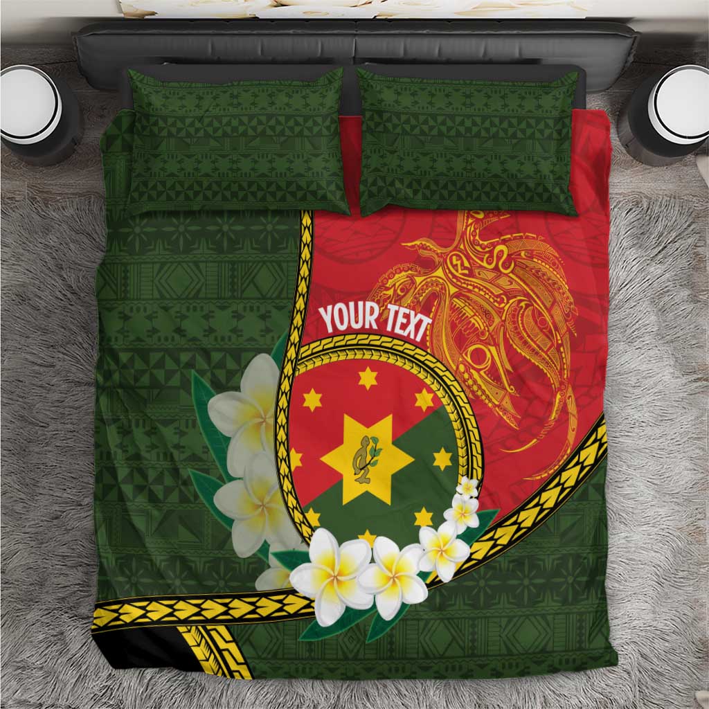 Personalised PNG Isten Hailans Provins Bedding Set Papua New Guinea Plumeria Melanesian Pattern - Polynesian Pride