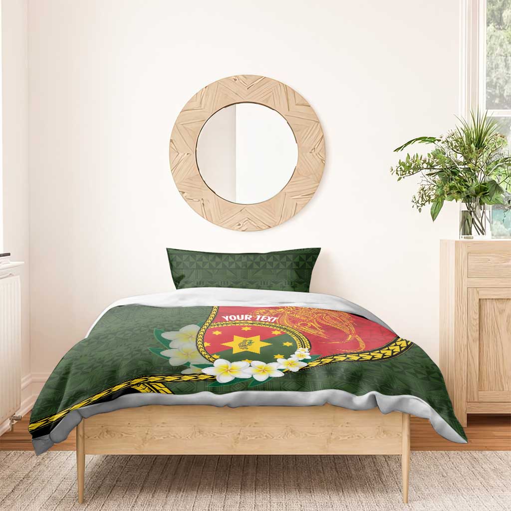 Personalised PNG Isten Hailans Provins Bedding Set Papua New Guinea Plumeria Melanesian Pattern - Polynesian Pride