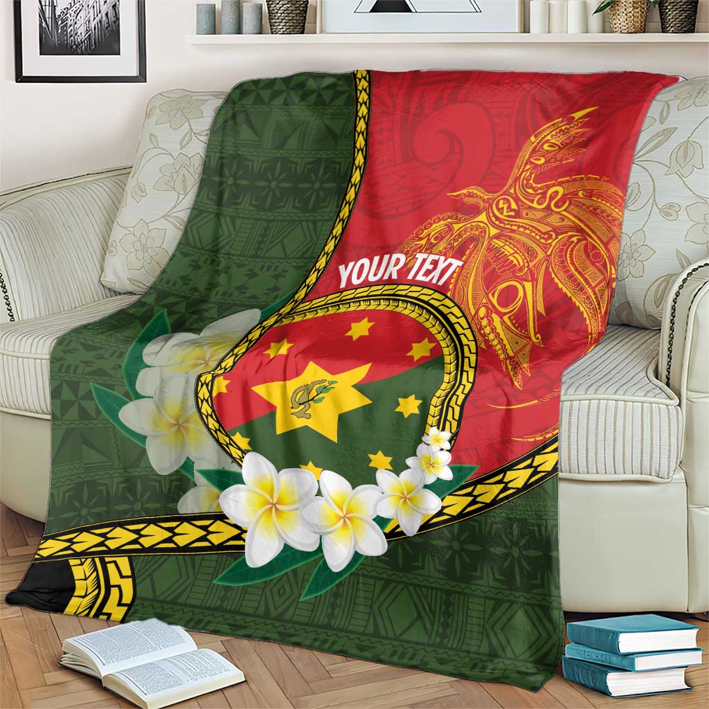Personalised PNG Isten Hailans Provins Blanket Papua New Guinea Plumeria Melanesian Pattern - Polynesian Pride