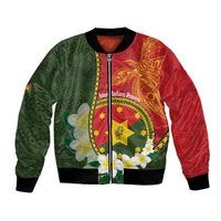 Personalised PNG Isten Hailans Provins Bomber Jacket Papua New Guinea Plumeria Melanesian Pattern - Polynesian Pride