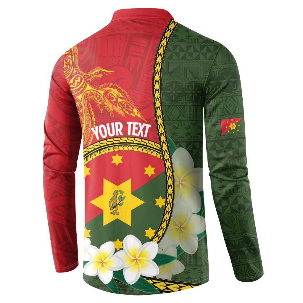 Personalised PNG Isten Hailans Provins Button Sweatshirt Papua New Guinea Plumeria Melanesian Pattern - Polynesian Pride