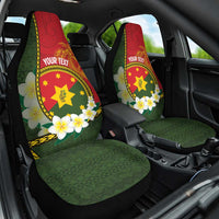 Personalised PNG Isten Hailans Provins Car Seat Cover Papua New Guinea Plumeria Melanesian Pattern LT14 One Size Green - Polynesian Pride