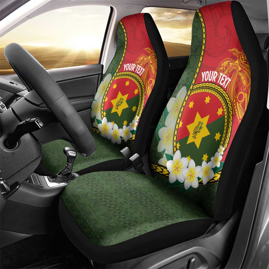 Personalised PNG Isten Hailans Provins Car Seat Cover Papua New Guinea Plumeria Melanesian Pattern LT14 - Polynesian Pride