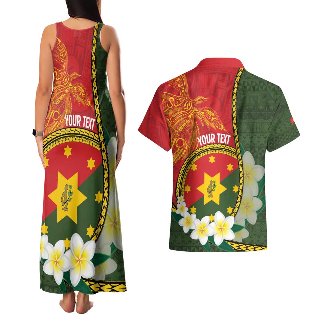Personalised PNG Isten Hailans Provins Couples Matching Tank Maxi Dress and Hawaiian Shirt Papua New Guinea Plumeria Melanesian Pattern - Polynesian Pride