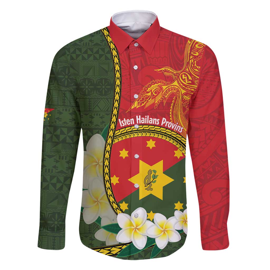 Personalised PNG Isten Hailans Provins Family Matching Long Sleeve Bodycon Dress and Hawaiian Shirt Papua New Guinea Plumeria Melanesian Pattern - Polynesian Pride