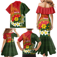 Personalised PNG Isten Hailans Provins Family Matching Mermaid Dress and Hawaiian Shirt Papua New Guinea Plumeria Melanesian Pattern - Polynesian Pride