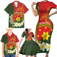 Personalised PNG Isten Hailans Provins Family Matching Short Sleeve Bodycon Dress and Hawaiian Shirt Papua New Guinea Plumeria Melanesian Pattern - Polynesian Pride