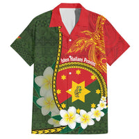 Personalised PNG Isten Hailans Provins Family Matching Short Sleeve Bodycon Dress and Hawaiian Shirt Papua New Guinea Plumeria Melanesian Pattern - Polynesian Pride
