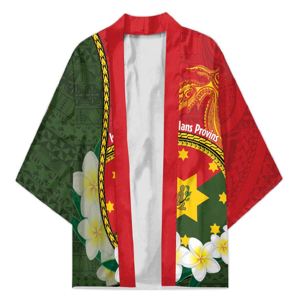 Personalised PNG Isten Hailans Provins Kimono Papua New Guinea Plumeria Melanesian Pattern - Polynesian Pride