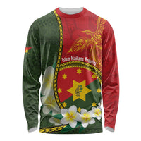 Personalised PNG Isten Hailans Provins Long Sleeve Shirt Papua New Guinea Plumeria Melanesian Pattern - Polynesian Pride