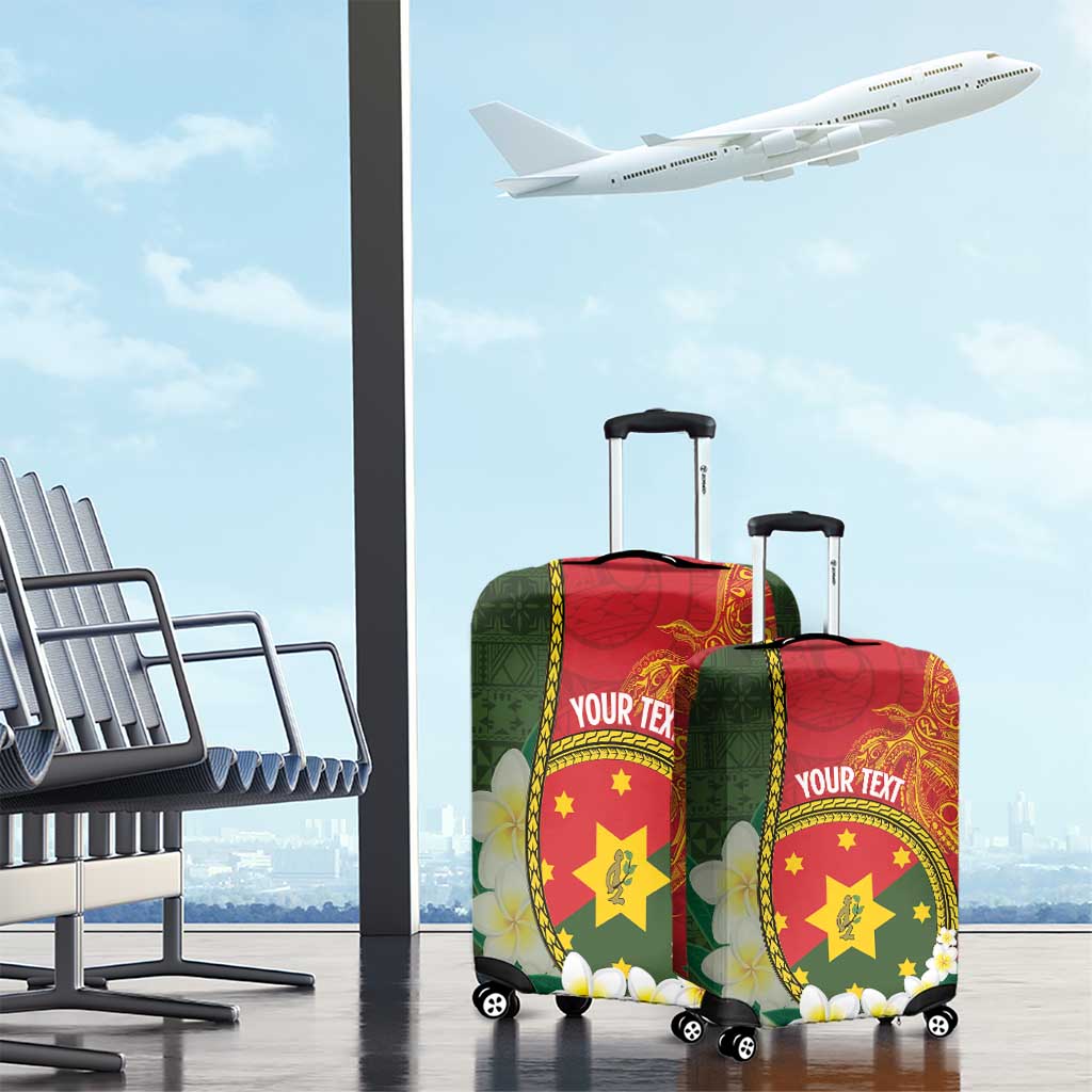 Personalised PNG Isten Hailans Provins Luggage Cover Papua New Guinea Plumeria Melanesian Pattern - Polynesian Pride