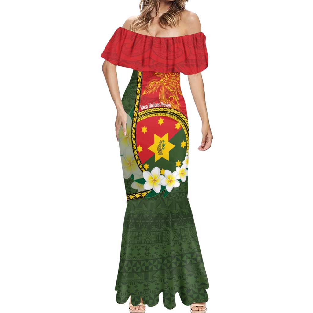 Personalised PNG Isten Hailans Provins Mermaid Dress Papua New Guinea Plumeria Melanesian Pattern LT14 - Polynesian Pride