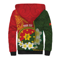 Personalised PNG Isten Hailans Provins Sherpa Hoodie Papua New Guinea Plumeria Melanesian Pattern - Polynesian Pride