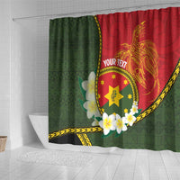 Personalised PNG Isten Hailans Provins Shower Curtain Papua New Guinea Plumeria Melanesian Pattern - Polynesian Pride