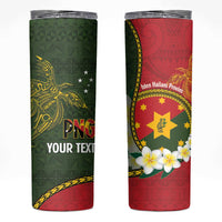 Personalised PNG Isten Hailans Provins Skinny Tumbler Papua New Guinea Plumeria Melanesian Pattern - Polynesian Pride