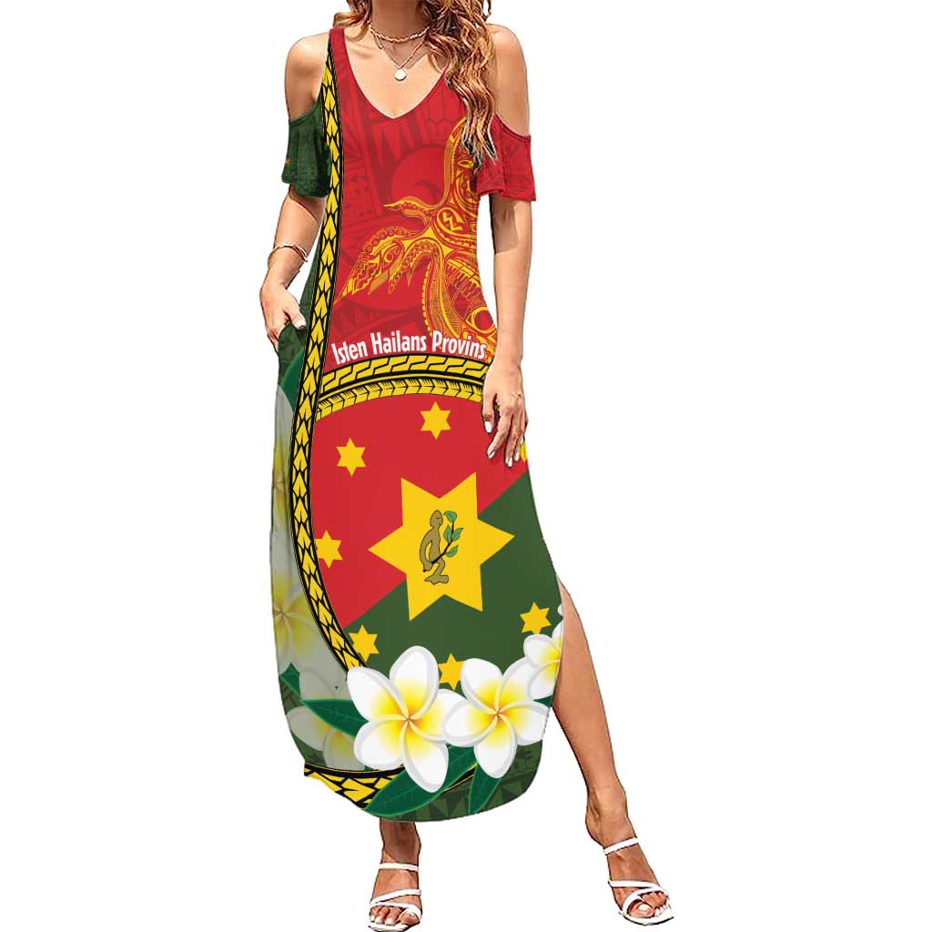 Personalised PNG Isten Hailans Provins Summer Maxi Dress Papua New Guinea Plumeria Melanesian Pattern - Polynesian Pride