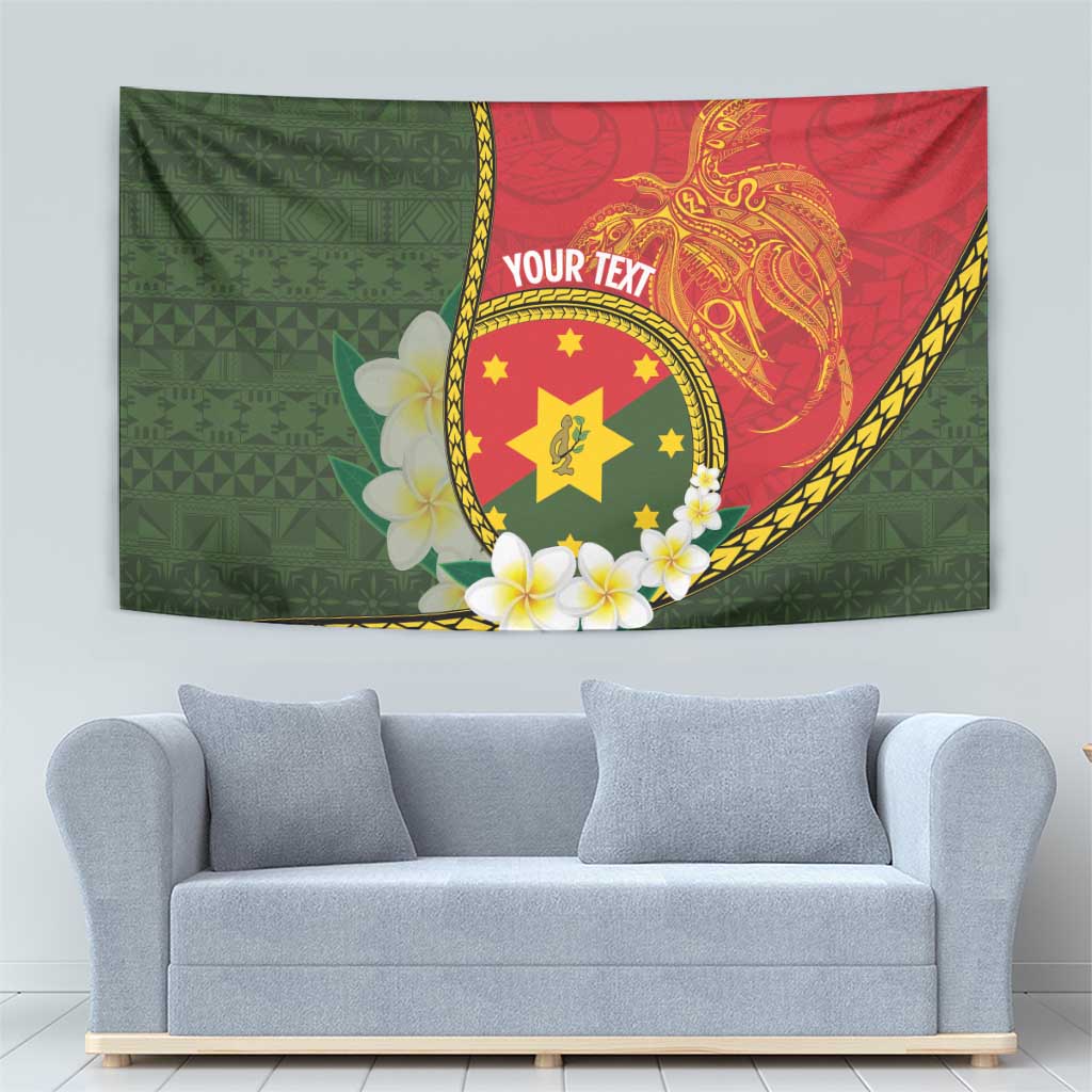 Personalised PNG Isten Hailans Provins Tapestry Papua New Guinea Plumeria Melanesian Pattern - Polynesian Pride
