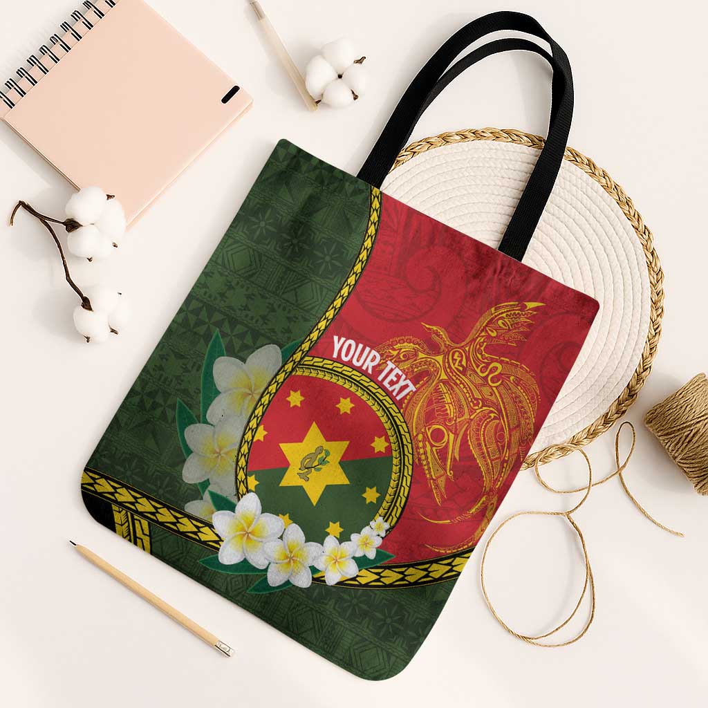 Personalised PNG Isten Hailans Provins Tote Bag Papua New Guinea Plumeria Melanesian Pattern - Polynesian Pride