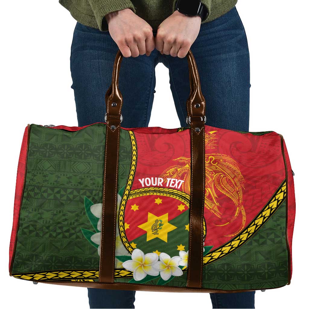 Personalised PNG Isten Hailans Provins Travel Bag Papua New Guinea Plumeria Melanesian Pattern LT14 Green - Polynesian Pride