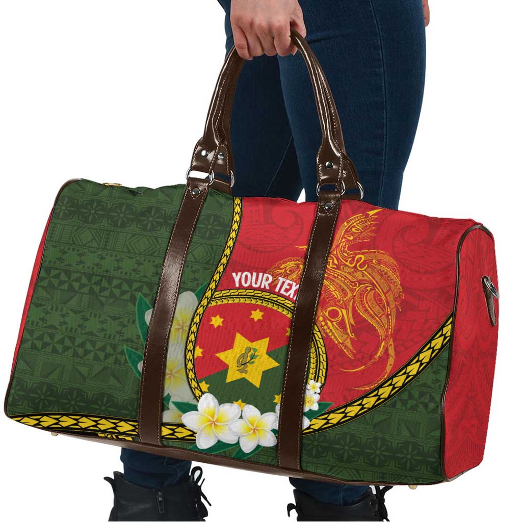Personalised PNG Isten Hailans Provins Travel Bag Papua New Guinea Plumeria Melanesian Pattern - Polynesian Pride