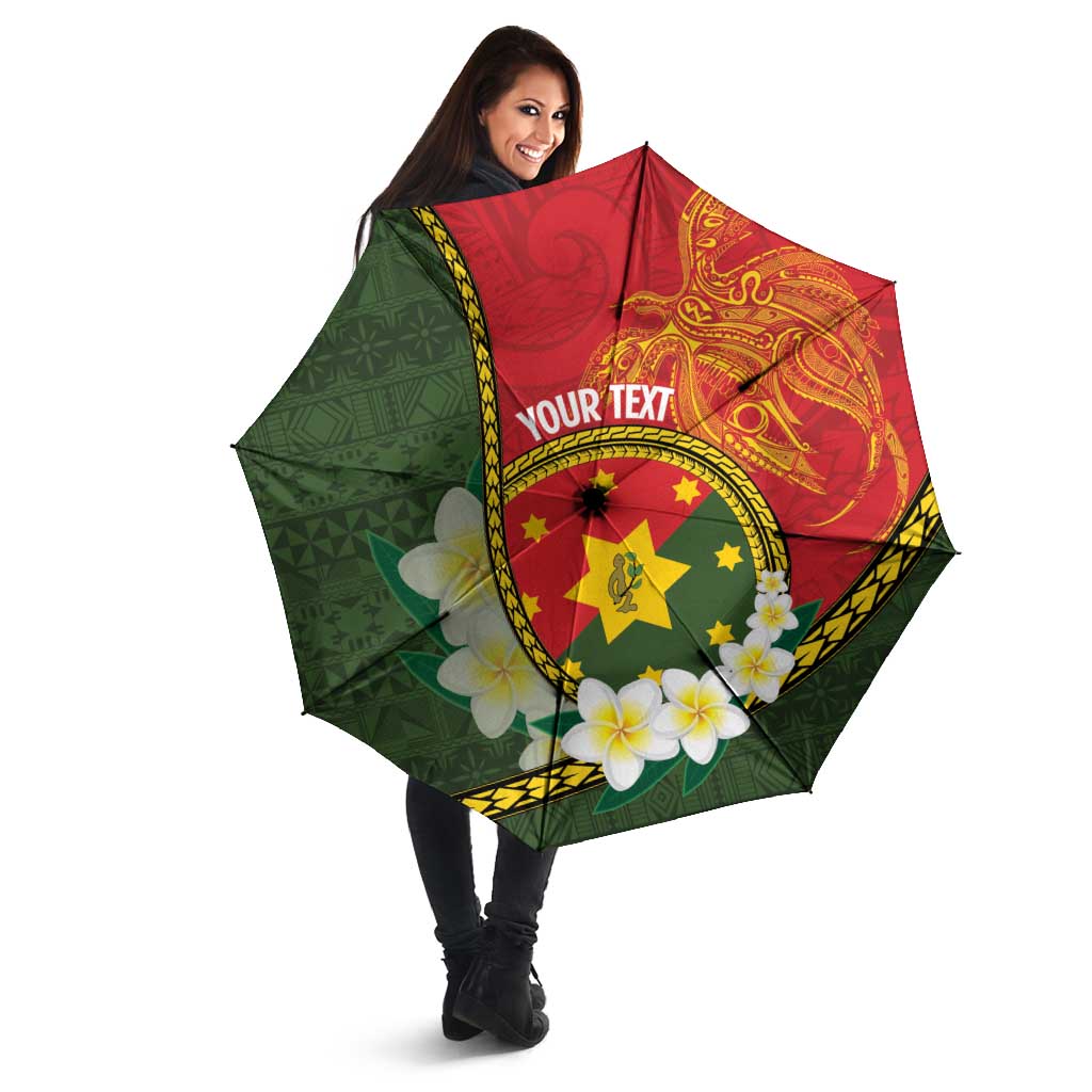 Personalised PNG Isten Hailans Provins Umbrella Papua New Guinea Plumeria Melanesian Pattern - Polynesian Pride