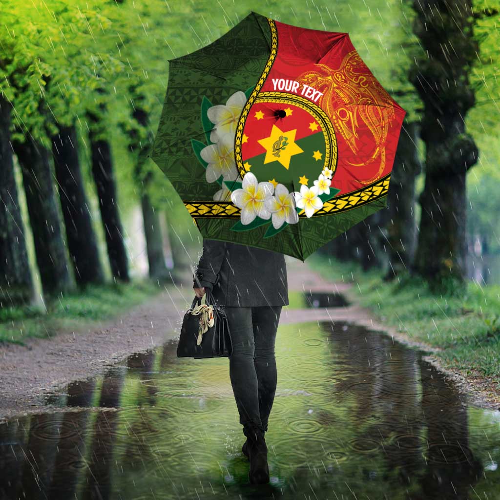 Personalised PNG Isten Hailans Provins Umbrella Papua New Guinea Plumeria Melanesian Pattern - Polynesian Pride