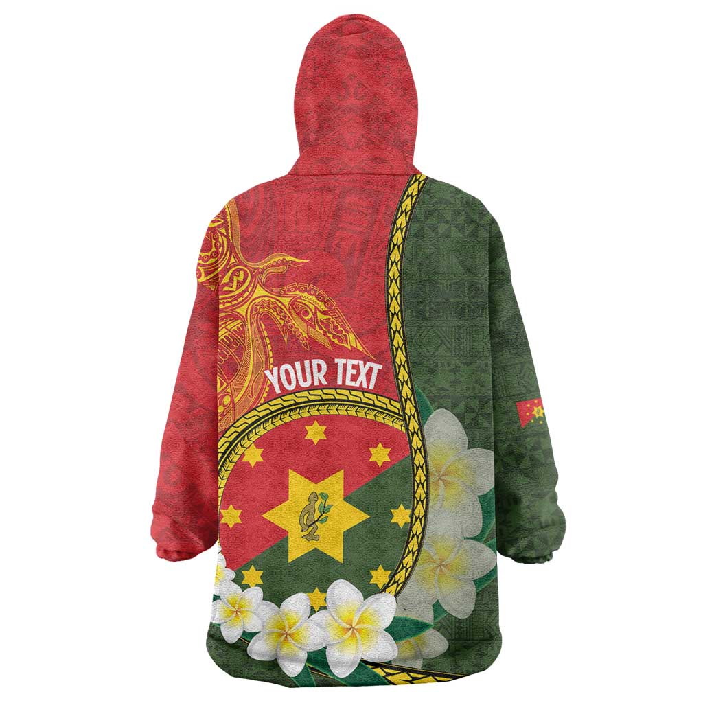 Personalised PNG Isten Hailans Provins Wearable Blanket Hoodie Papua New Guinea Plumeria Melanesian Pattern - Polynesian Pride