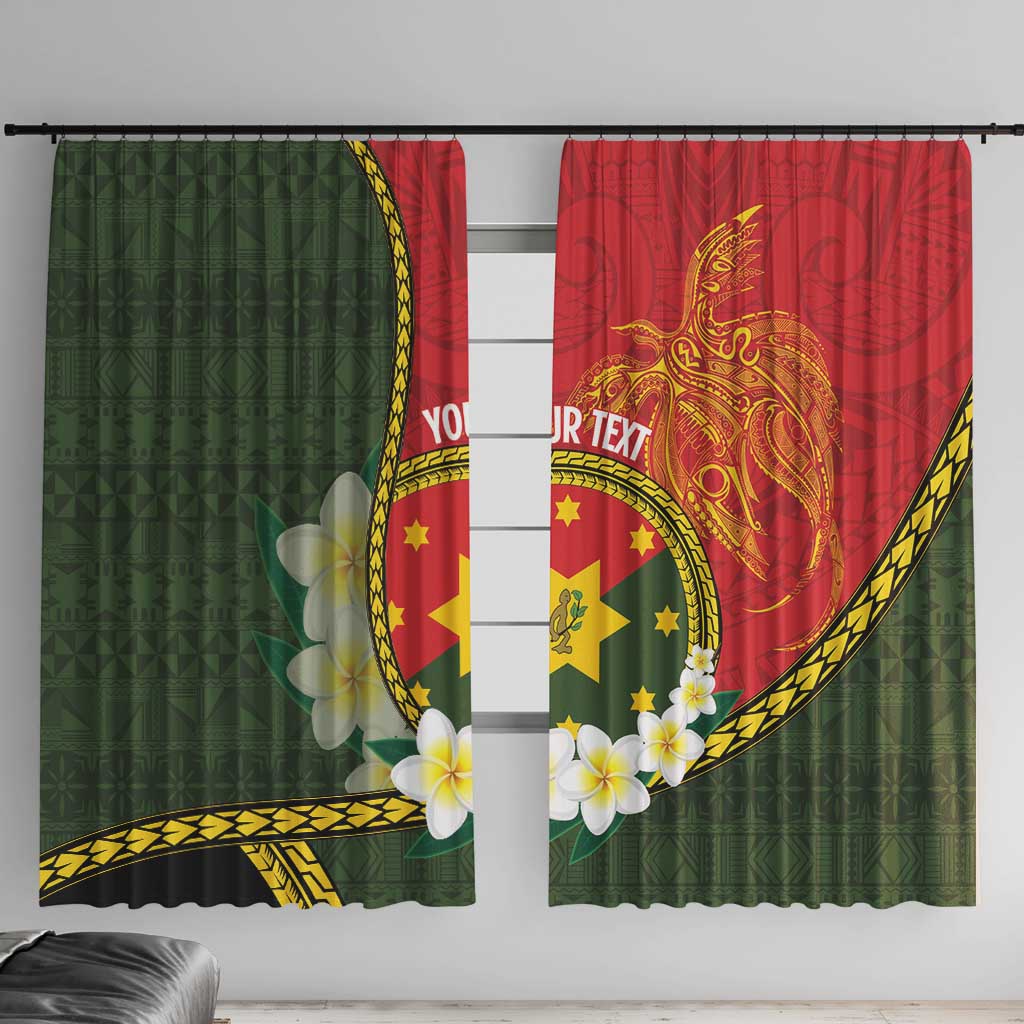 Personalised PNG Isten Hailans Provins Window Curtain Papua New Guinea Plumeria Melanesian Pattern - Polynesian Pride