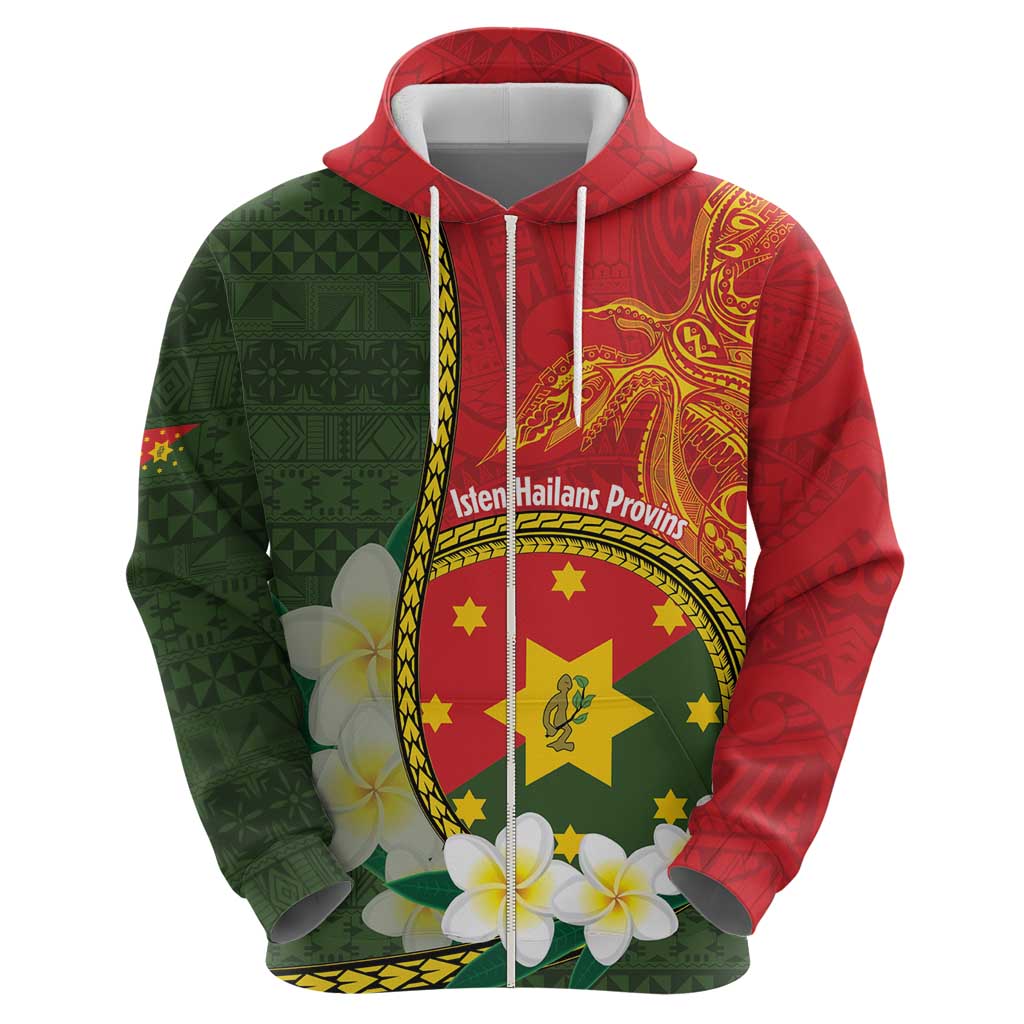Personalised PNG Isten Hailans Provins Zip Hoodie Papua New Guinea Plumeria Melanesian Pattern LT14 - Polynesian Pride
