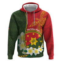 Personalised PNG Isten Hailans Provins Zip Hoodie Papua New Guinea Plumeria Melanesian Pattern LT14 Pullover Hoodie Green - Polynesian Pride