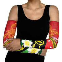 Personalised PNG Sauten Hailans Arm Sleeves Papua New Guinea Plumeria Melanesian Pattern - Polynesian Pride