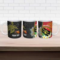 Personalised PNG Sauten Hailans Ceramic Mug Papua New Guinea Plumeria Melanesian Pattern - Polynesian Pride
