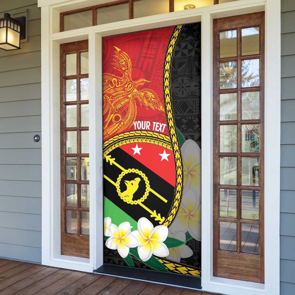 Personalised PNG Sauten Hailans Door Cover Papua New Guinea Plumeria Melanesian Pattern - Polynesian Pride