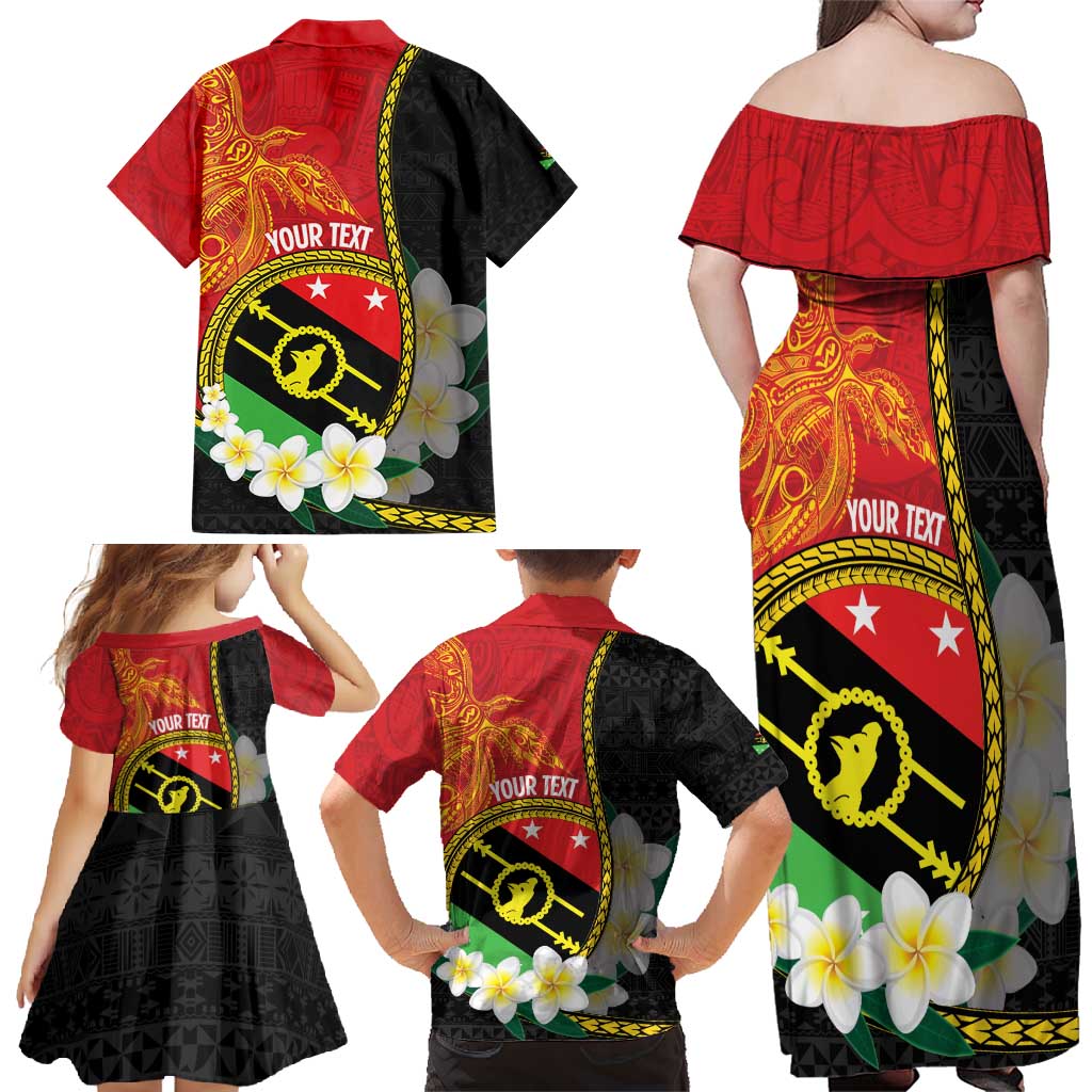 Personalised PNG Sauten Hailans Family Matching Off Shoulder Maxi Dress and Hawaiian Shirt Papua New Guinea Plumeria Melanesian Pattern - Polynesian Pride