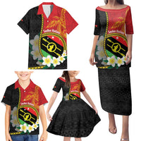 Personalised PNG Sauten Hailans Family Matching Puletasi and Hawaiian Shirt Papua New Guinea Plumeria Melanesian Pattern - Polynesian Pride