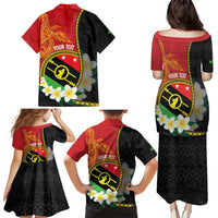 Personalised PNG Sauten Hailans Family Matching Puletasi and Hawaiian Shirt Papua New Guinea Plumeria Melanesian Pattern - Polynesian Pride