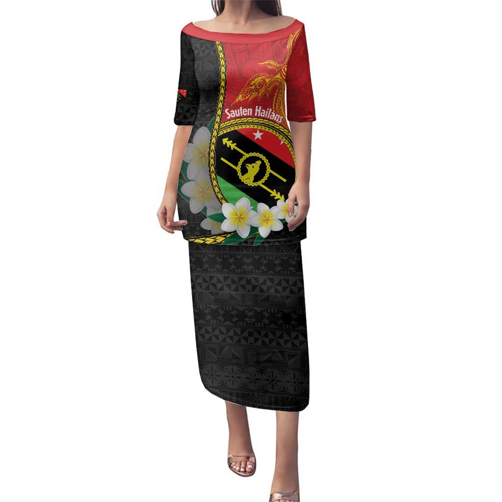 Personalised PNG Sauten Hailans Family Matching Puletasi and Hawaiian Shirt Papua New Guinea Plumeria Melanesian Pattern - Polynesian Pride