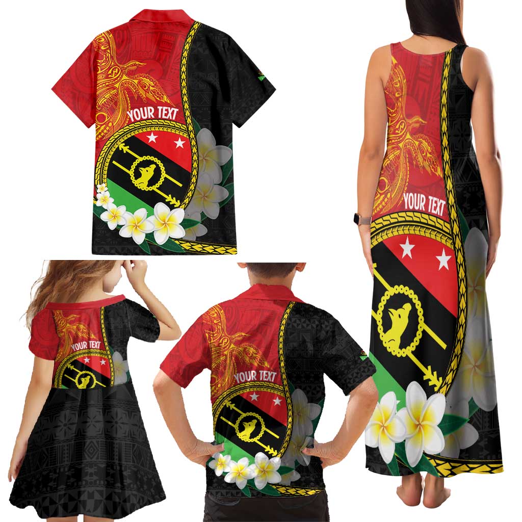 Personalised PNG Sauten Hailans Family Matching Tank Maxi Dress and Hawaiian Shirt Papua New Guinea Plumeria Melanesian Pattern - Polynesian Pride